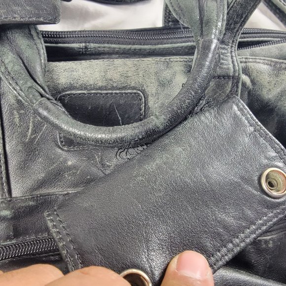 Tumi Alpha Black Leather Expandable Organizer Briefcase Bag Casual Travel Work - Picture 4 of 11